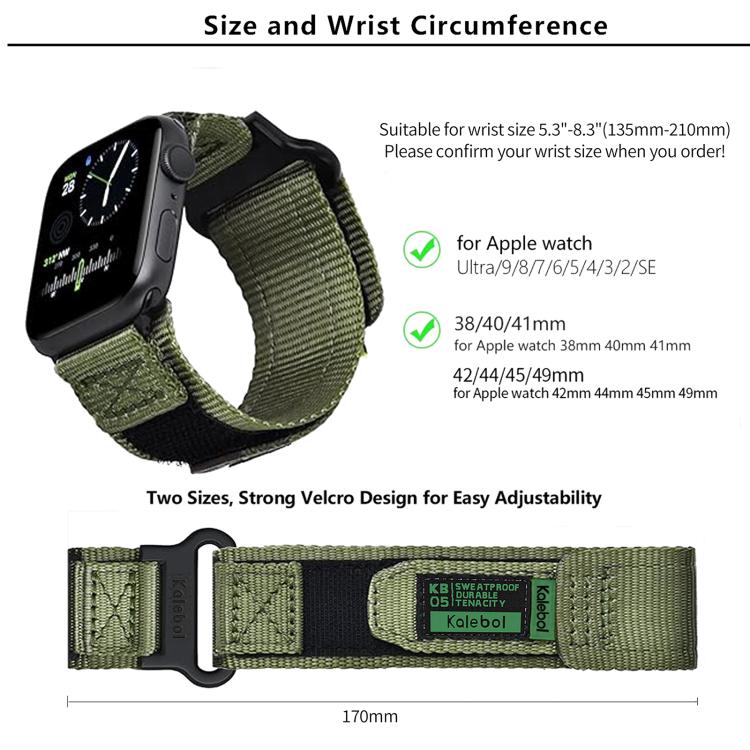 For Apple Watch 42mm / 41mm / 40mm / 38mm Kalebol Canvas Nylon Hook and Loop Watch Band(Grey) - free shipping - PMc TechLife - Order now!