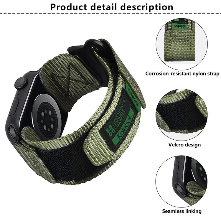 For Apple Watch 46mm / 49mm / 45mm / 44mm Kalebol Canvas Nylon Hook and Loop Watch Band(Blue) - free shipping - PMc TechLife - Order now!