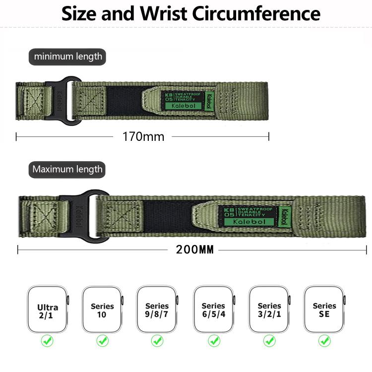 For Apple Watch 42mm / 41mm / 40mm / 38mm Kalebol Canvas Nylon Hook and Loop Watch Band(Black) - free shipping - PMc TechLife - Order now!