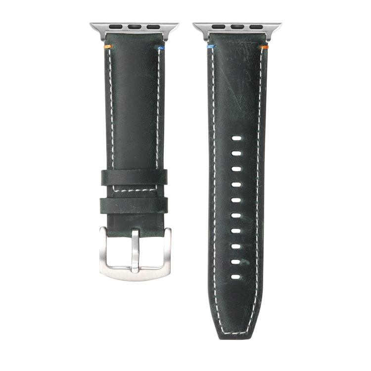For Apple Watch 46mm / 49mm / 45mm / 44mm Kalebol Stitched Genuine Leather Watch Band(Frosted Green) - free shipping - PMc TechLife - Order now!