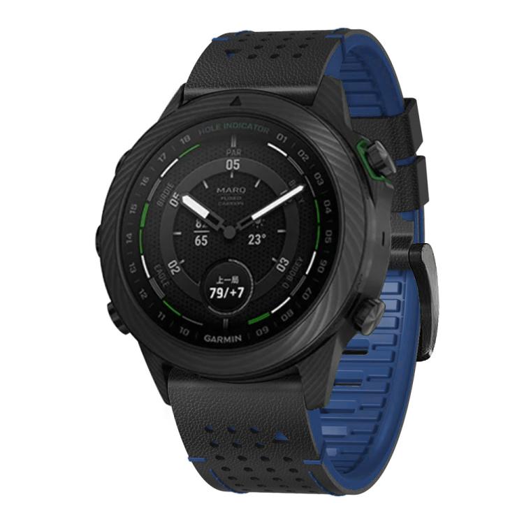 For Garmin Fenix 7 22mm Kalebol Dot Hole Silicone Leather Quick Release Watch Band(Black Blue) - free shipping - PMc TechLife - Order now!