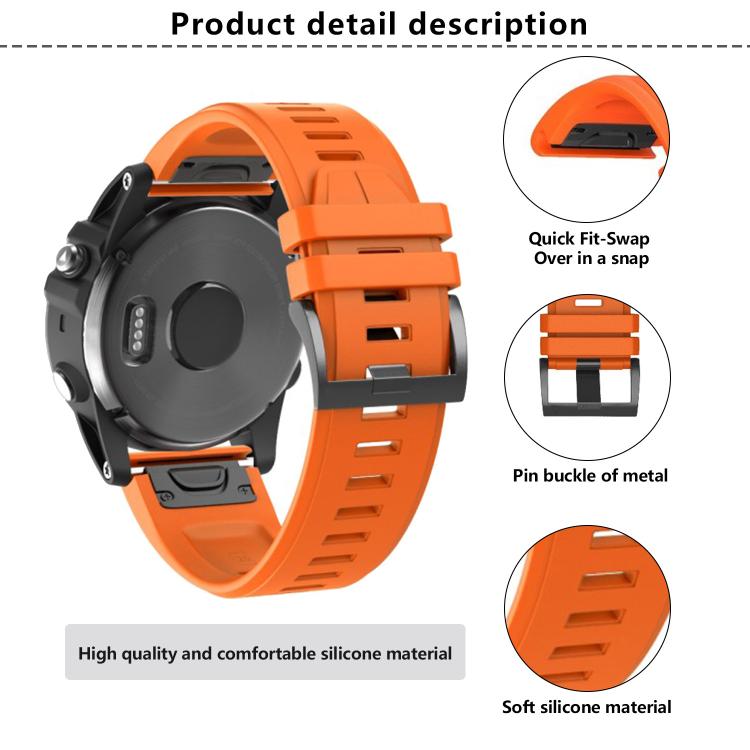 For Garmin QuickFit 26mm Kalebol Plain Texture Silicone Watch Band(Yellow) - free shipping - PMc TechLife - Order now!