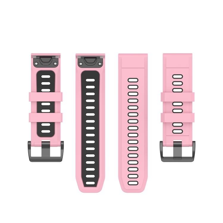 For Garmin QuickFit 26mm Kalebol Two-color Silicone Watch Band(Pink Black) - free shipping - PMc TechLife - Order now!