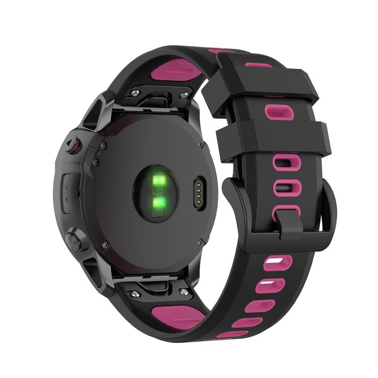 For Garmin QuickFit 26mm Kalebol Two-color Silicone Watch Band(Black Rose Red) - free shipping - PMc TechLife - Order now!