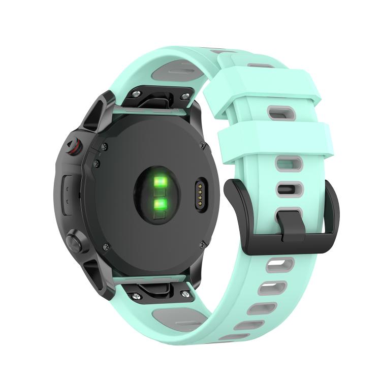 For Garmin QuickFit 22mm Kalebol Two-color Silicone Watch Band(Teal Grey) - free shipping - PMc TechLife - Order now!