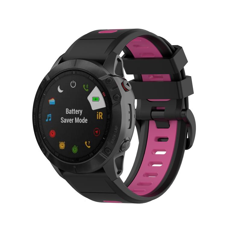 For Garmin QuickFit 20mm Kalebol Two-color Silicone Watch Band(Black Rose Red) - free shipping - PMc TechLife - Order now!