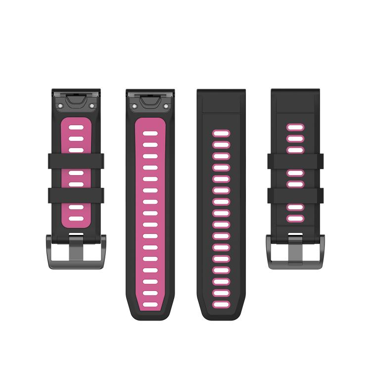 For Garmin QuickFit 20mm Kalebol Two-color Silicone Watch Band(Black Rose Red) - free shipping - PMc TechLife - Order now!