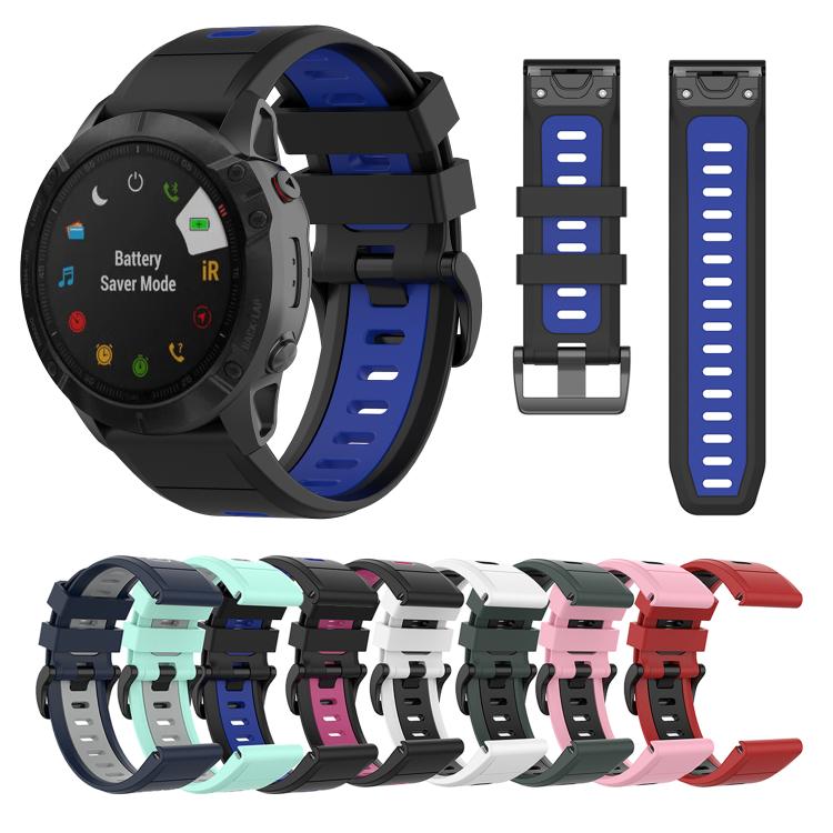 For Garmin QuickFit 26mm Kalebol Two-color Silicone Watch Band(Blue Black) - free shipping - PMc TechLife - Order now!