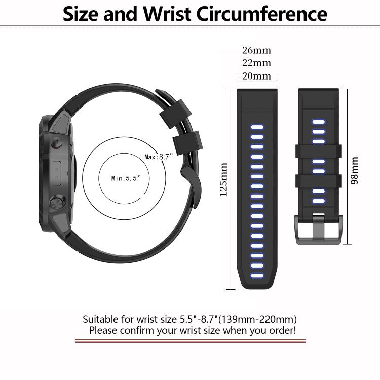 For Garmin QuickFit 20mm Kalebol Two-color Silicone Watch Band(Blue Black) - free shipping - PMc TechLife - Order now!