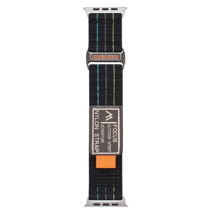 For Apple Watch 46mm / 49mm / 45mm / 44mm Kalebol  Dual-section Sports Nylon Loop Watch Band(Black) - Watch Bands by Kalebol | Online Shopping South Africa | PMC TechLife | Buy Now Pay Later Mobicred