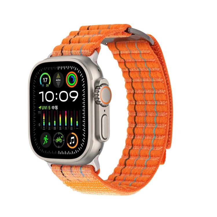 For Apple Watch 46mm / 49mm / 45mm / 44mm Kalebol  Dual-section Sports Nylon Loop Watch Band(Orange) - Watch Bands by Kalebol | Online Shopping South Africa | PMC TechLife | Buy Now Pay Later Mobicred