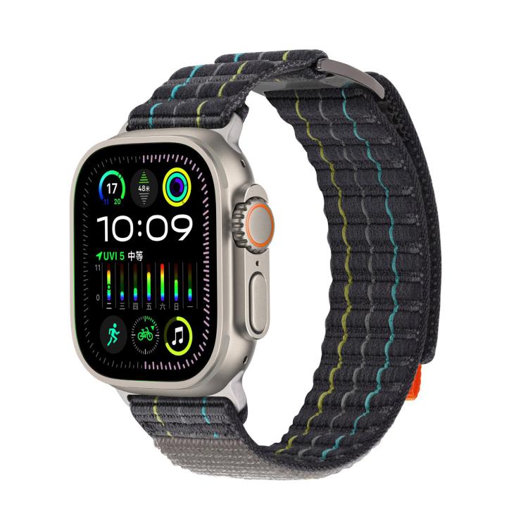 For Apple Watch 46mm / 49mm / 45mm / 44mm Kalebol  Dual-section Sports Nylon Loop Watch Band(Charcoal Grey) - Watch Bands by Kalebol | Online Shopping South Africa | PMC TechLife | Buy Now Pay Later Mobicred