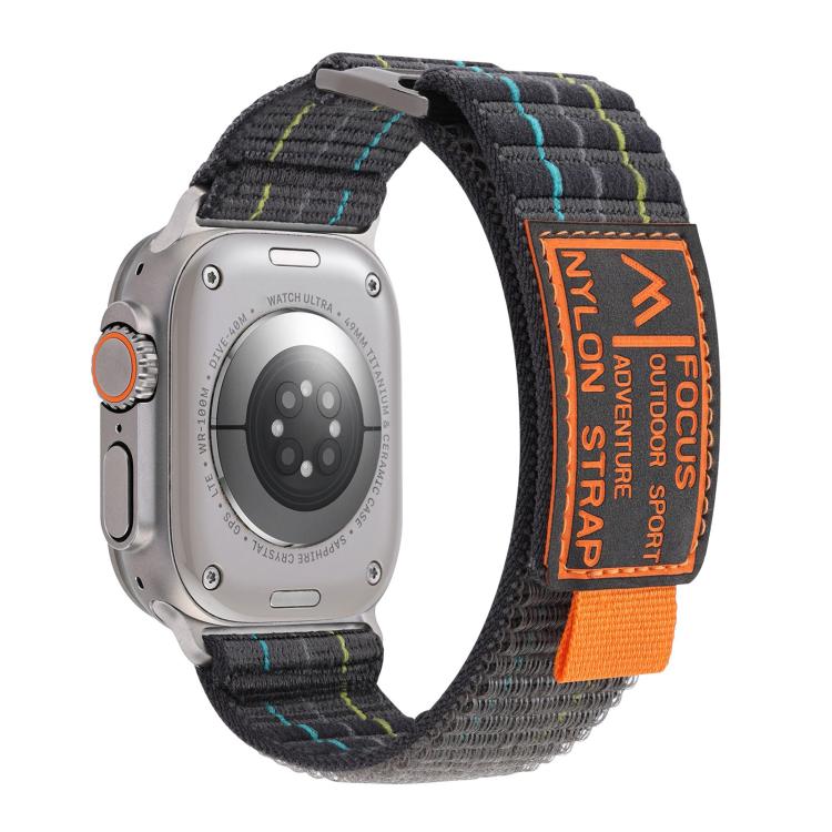 For Apple Watch 46mm / 49mm / 45mm / 44mm Kalebol  Dual-section Sports Nylon Loop Watch Band(Charcoal Grey) - Watch Bands by Kalebol | Online Shopping South Africa | PMC TechLife | Buy Now Pay Later Mobicred