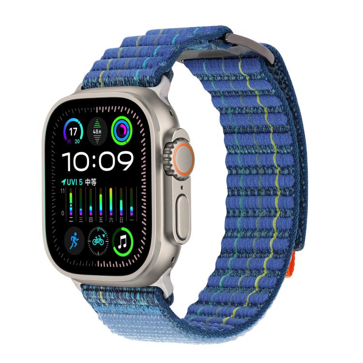 For Apple Watch 46mm / 49mm / 45mm / 44mm Kalebol  Dual-section Sports Nylon Loop Watch Band(Deep Sea Blue) - free shipping - PMC TechLife - Order now!