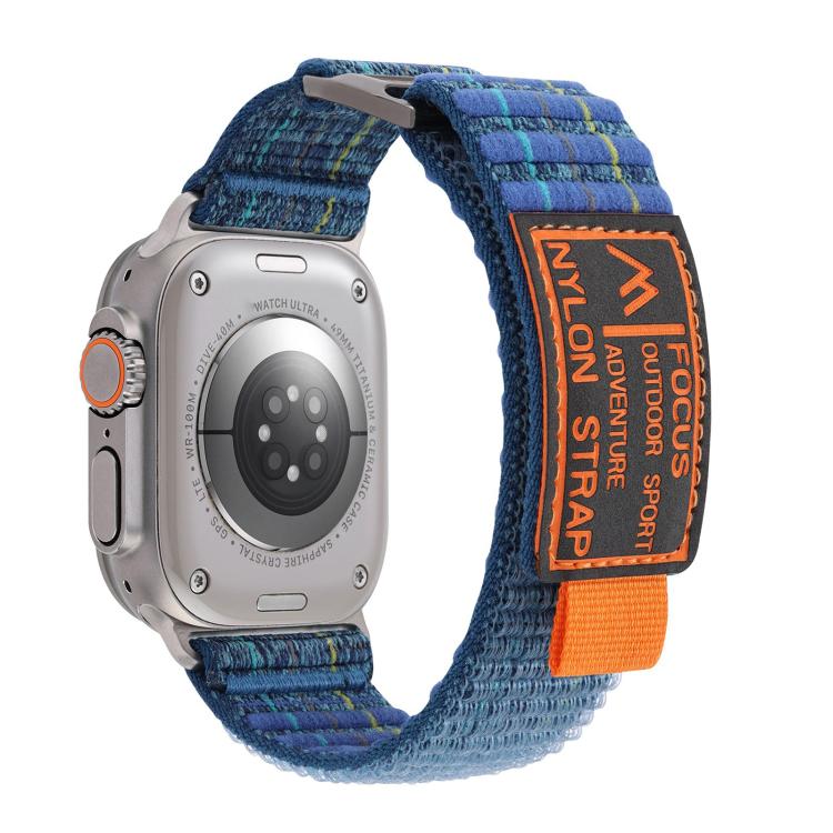 For Apple Watch 46mm / 49mm / 45mm / 44mm Kalebol  Dual-section Sports Nylon Loop Watch Band(Deep Sea Blue) - free shipping - PMC TechLife - Order now!