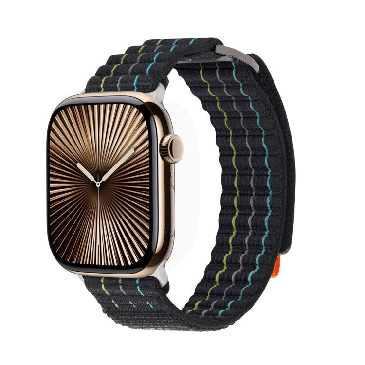 For Apple Watch 42mm / 41mm / 40mm / 38mm Kalebol  Dual-section Sports Nylon Loop Watch Band(Black) - free shipping - PMC TechLife - Order now!