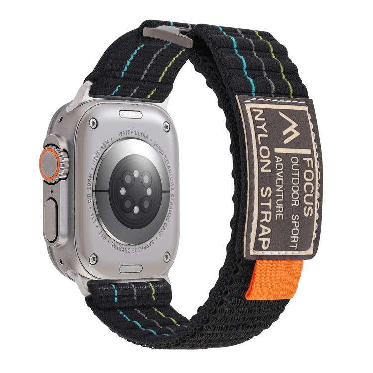 For Apple Watch 42mm / 41mm / 40mm / 38mm Kalebol  Dual-section Sports Nylon Loop Watch Band(Black) - free shipping - PMC TechLife - Order now!