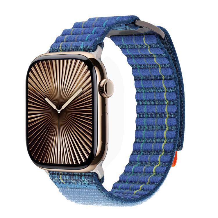 For Apple Watch 42mm / 41mm / 40mm / 38mm Kalebol  Dual-section Sports Nylon Loop Watch Band(Deep Sea Blue) - Watch Bands by Kalebol | Online Shopping South Africa | PMC TechLife | Buy Now Pay Later Mobicred