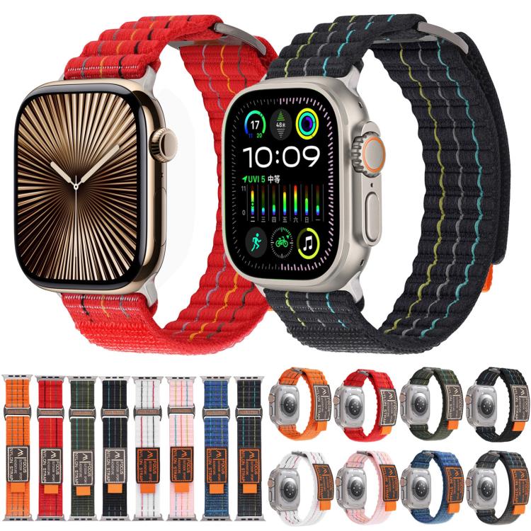 For Apple Watch 46mm / 49mm / 45mm / 44mm Kalebol  Dual-section Sports Nylon Loop Watch Band(Orange) - Watch Bands by Kalebol | Online Shopping South Africa | PMC TechLife | Buy Now Pay Later Mobicred