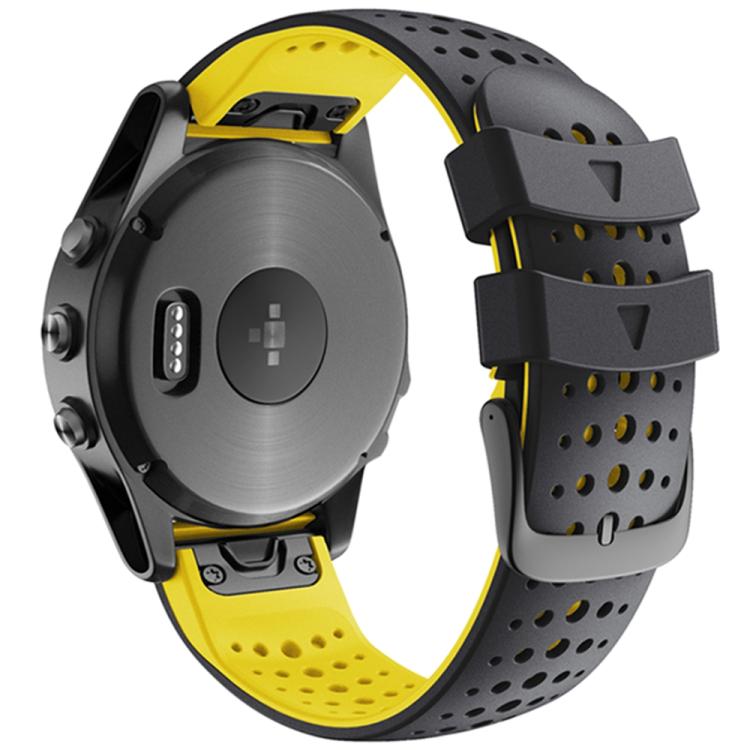 For Garmin QuickFit 22mm Kalebol Breathable Two-color Silicone Watch Band(Black Yellow) - free shipping - PMc TechLife - Order now!