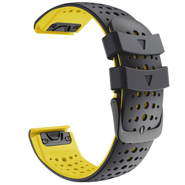 For Garmin QuickFit 22mm Kalebol Breathable Two-color Silicone Watch Band(Black Yellow) - free shipping - PMc TechLife - Order now!