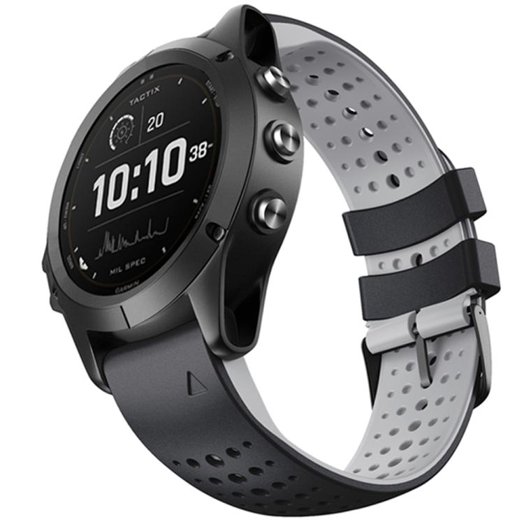 For Garmin QuickFit 22mm Kalebol Breathable Two-color Silicone Watch Band(Black Grey) - free shipping - PMc TechLife - Order now!
