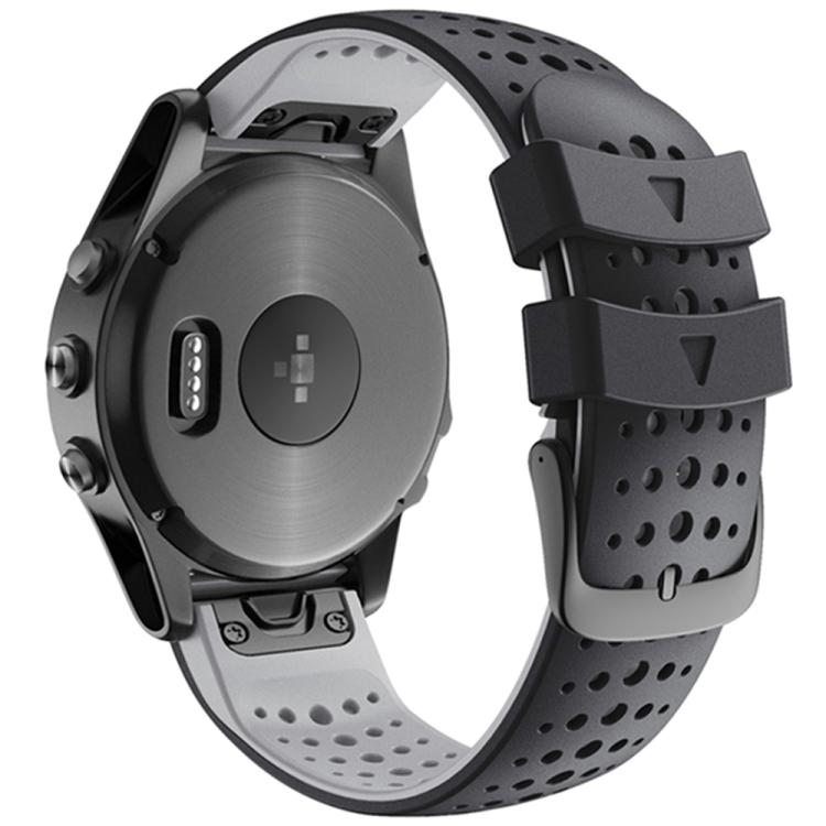 For Garmin QuickFit 22mm Kalebol Breathable Two-color Silicone Watch Band(Black Grey) - free shipping - PMc TechLife - Order now!