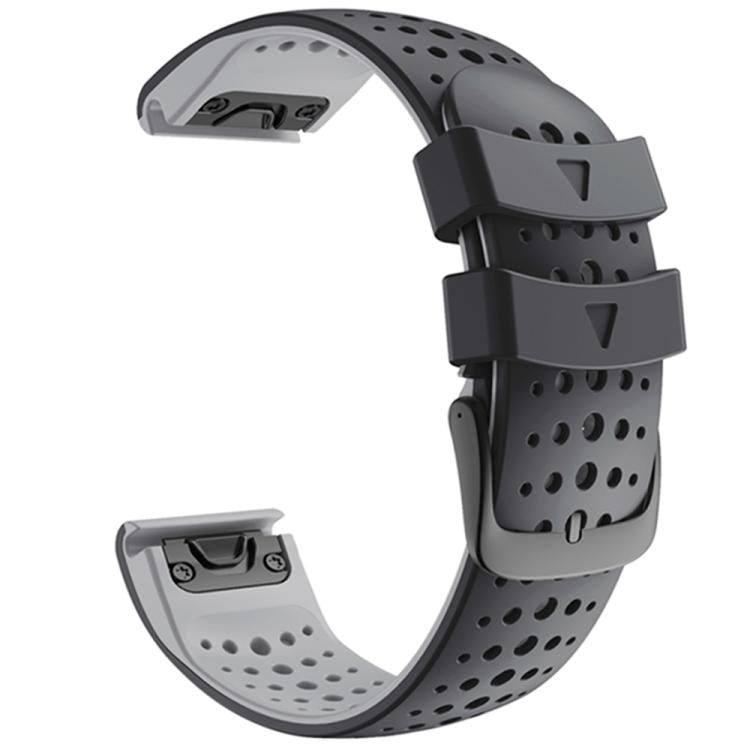 For Garmin QuickFit 22mm Kalebol Breathable Two-color Silicone Watch Band(Black Grey) - free shipping - PMc TechLife - Order now!