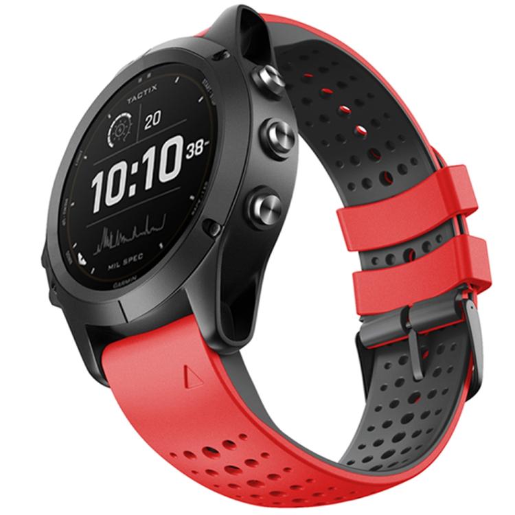 For Garmin QuickFit 22mm Kalebol Breathable Two-color Silicone Watch Band(Red Black) - free shipping - PMc TechLife - Order now!