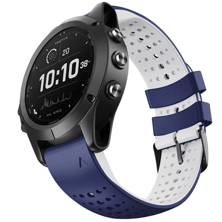 For Garmin QuickFit 22mm Kalebol Breathable Two-color Silicone Watch Band(Blue White) - free shipping - PMc TechLife - Order now!