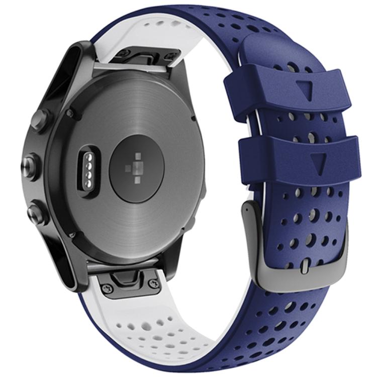 For Garmin QuickFit 22mm Kalebol Breathable Two-color Silicone Watch Band(Blue White) - free shipping - PMc TechLife - Order now!