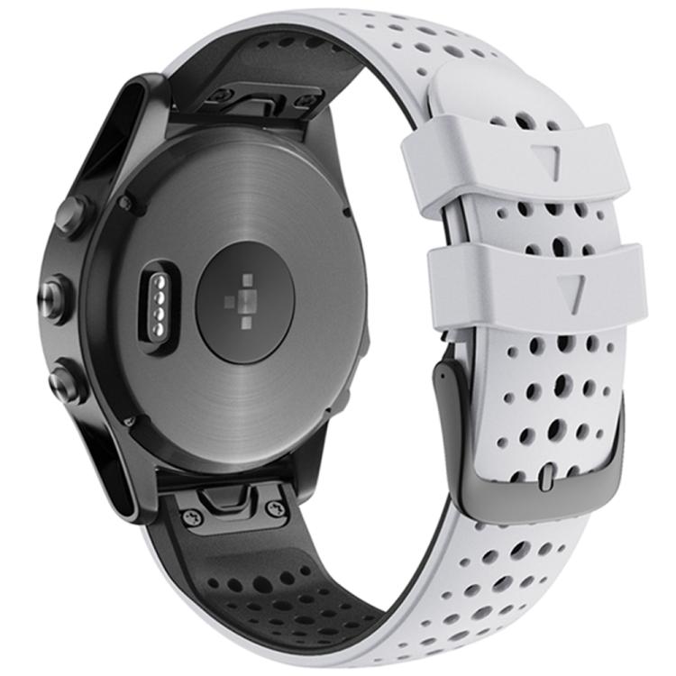 For Garmin QuickFit 26mm Kalebol Breathable Two-color Silicone Watch Band(White Black) - Watch Bands by Kalebol | Online Shopping South Africa | PMc TechLife | Buy Now Pay Later Mobicred