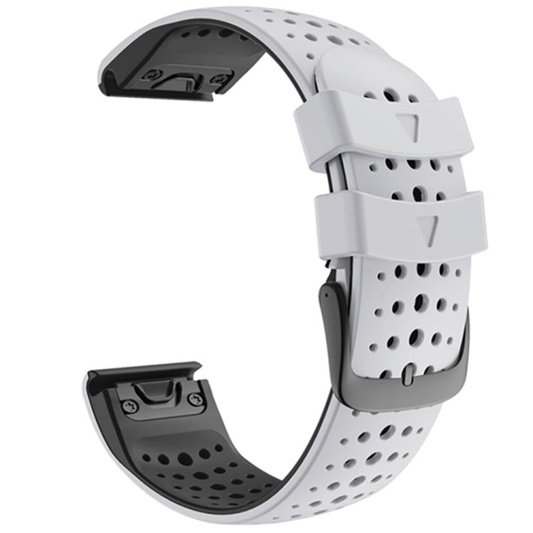 For Garmin QuickFit 26mm Kalebol Breathable Two-color Silicone Watch Band(White Black) - Watch Bands by Kalebol | Online Shopping South Africa | PMc TechLife | Buy Now Pay Later Mobicred