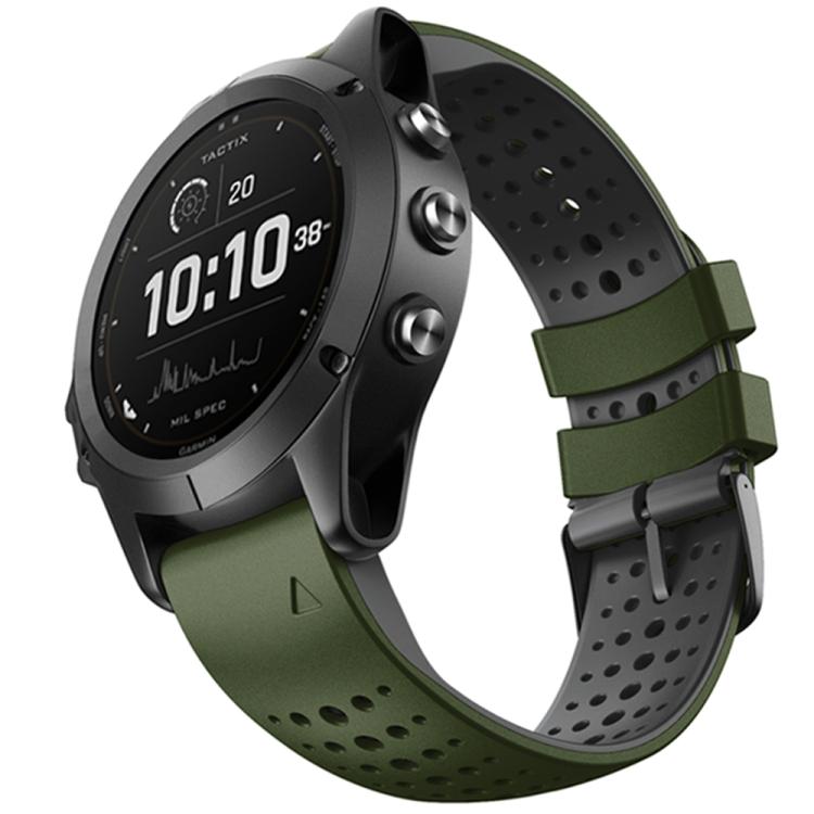 For Garmin QuickFit 26mm Kalebol Breathable Two-color Silicone Watch Band(Army Green) - free shipping - PMc TechLife - Order now!
