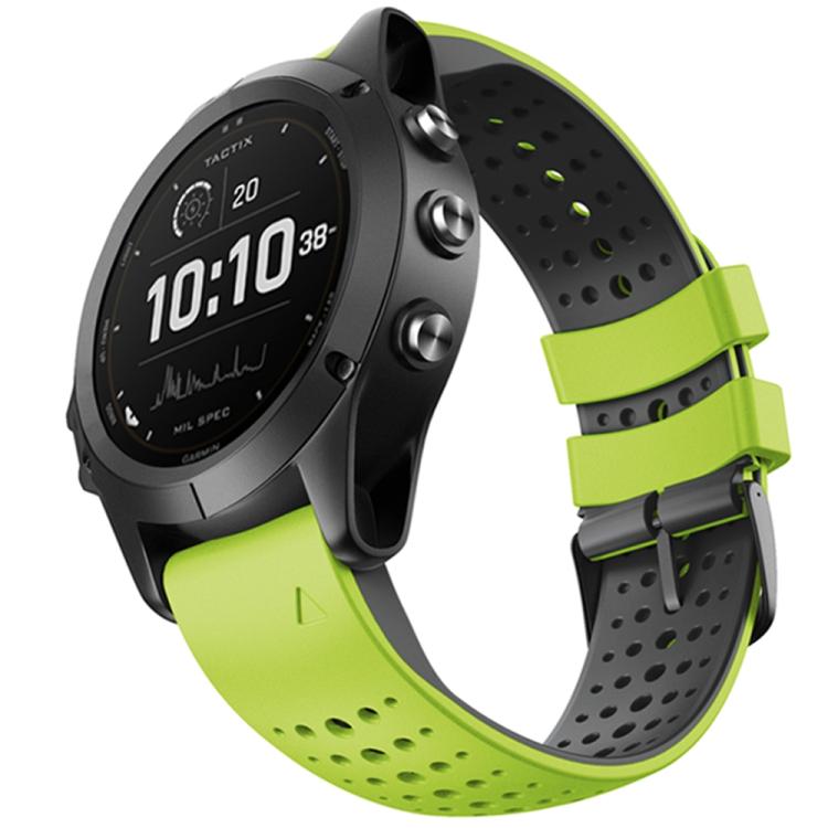 For Garmin QuickFit 26mm Kalebol Breathable Two-color Silicone Watch Band(Green Black) - free shipping - PMc TechLife - Order now!