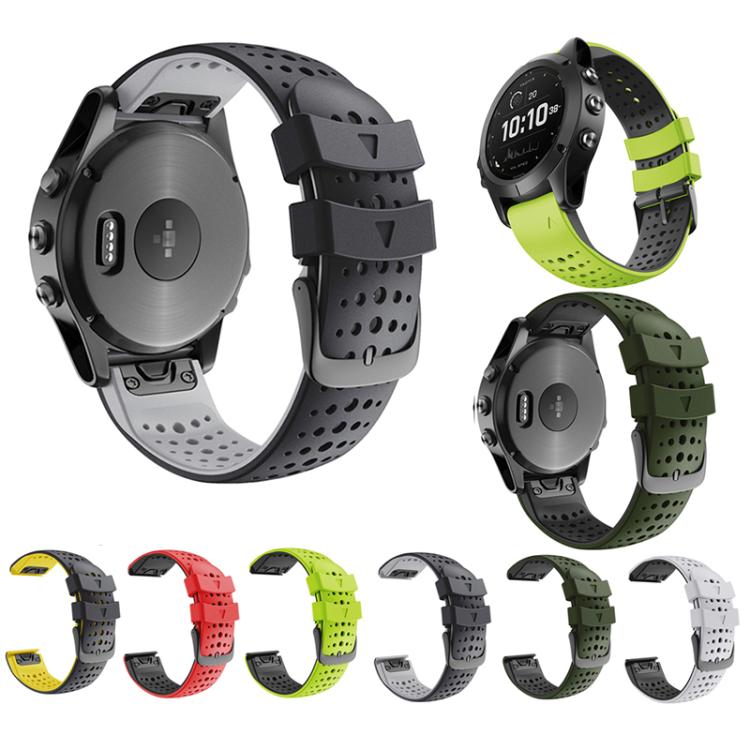 For Garmin QuickFit 26mm Kalebol Breathable Two-color Silicone Watch Band(Green Black) - free shipping - PMc TechLife - Order now!