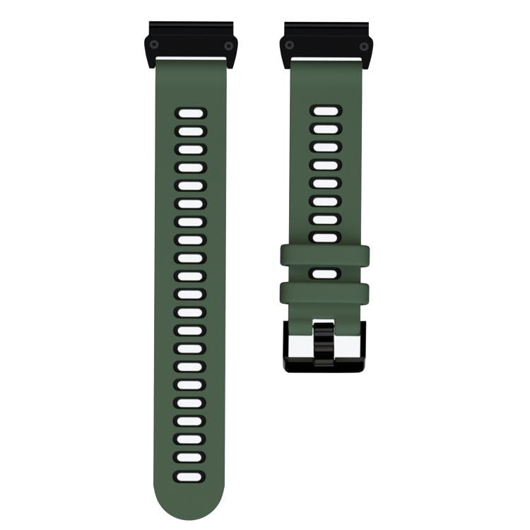 For Garmin QuickFit 26mm Kalebol Two-layer Silicone Watch Band(Army Green Black) - free shipping - PMc TechLife - Order now!