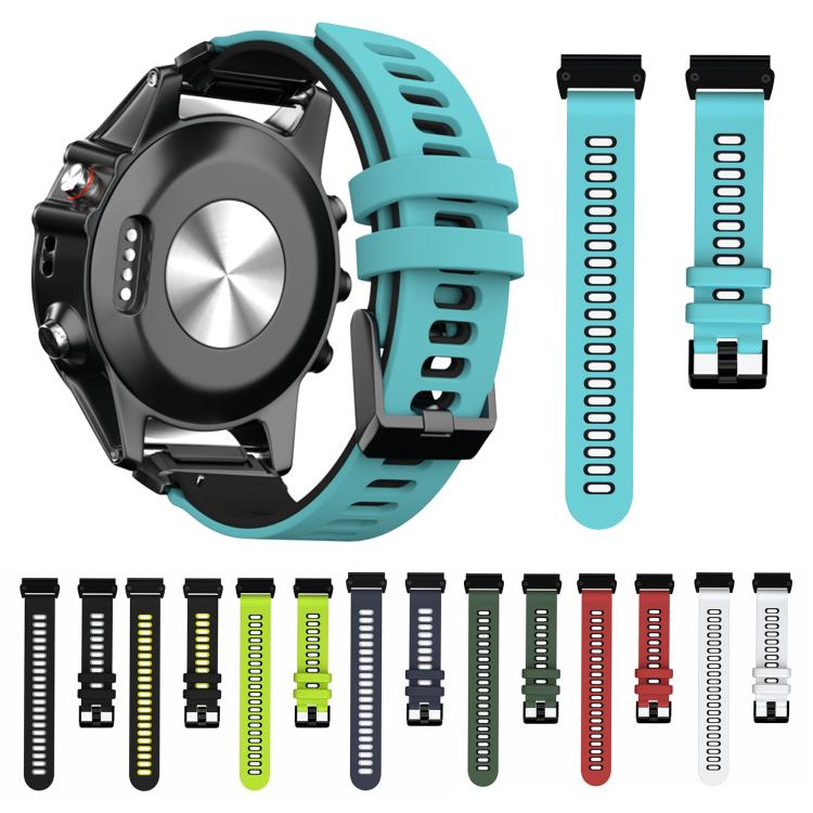 For Garmin QuickFit 26mm Kalebol Two-layer Silicone Watch Band(Blue White) - free shipping - PMc TechLife - Order now!