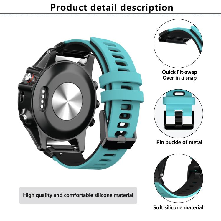 For Garmin QuickFit 22mm Kalebol Two-layer Silicone Watch Band(Black Grey) - free shipping - PMc TechLife - Order now!