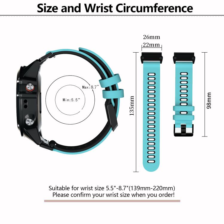 For Garmin QuickFit 22mm Kalebol Two-layer Silicone Watch Band(Black Grey) - free shipping - PMc TechLife - Order now!