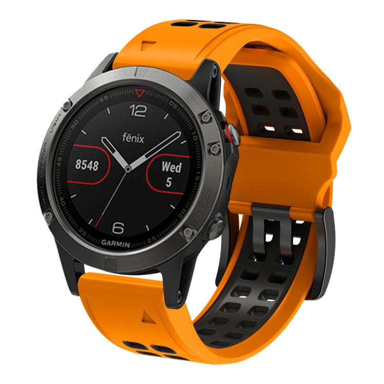 For Garmin QuickFit 22mm Kalebol Tow Row Holes Silicone Watch Band(Orange Black) - free shipping - PMc TechLife - Order now!