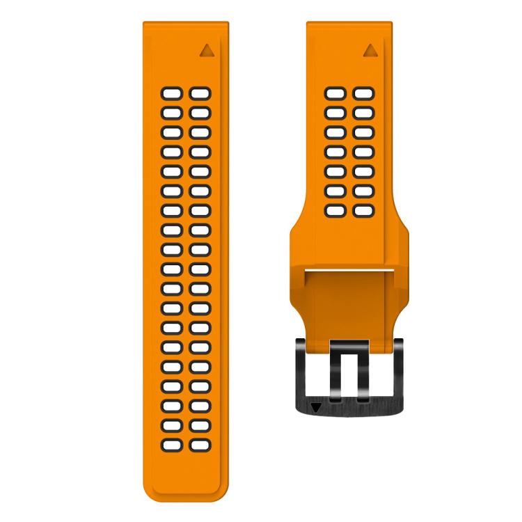 For Garmin QuickFit 22mm Kalebol Tow Row Holes Silicone Watch Band(Orange Black) - free shipping - PMc TechLife - Order now!