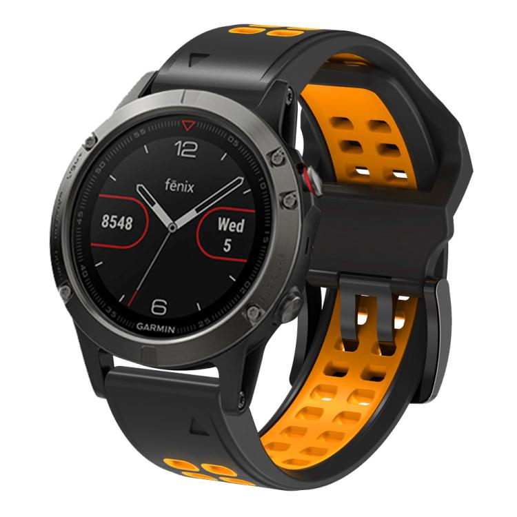 For Garmin QuickFit 22mm Kalebol Tow Row Holes Silicone Watch Band(Black Orange) - free shipping - PMc TechLife - Order now!