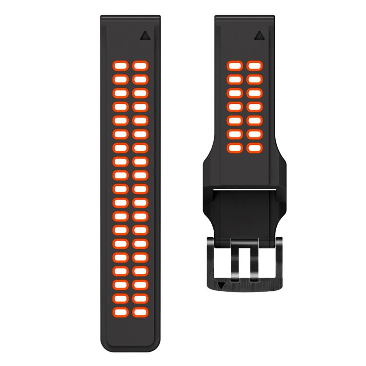 For Garmin QuickFit 22mm Kalebol Tow Row Holes Silicone Watch Band(Black Red) - free shipping - PMc TechLife - Order now!