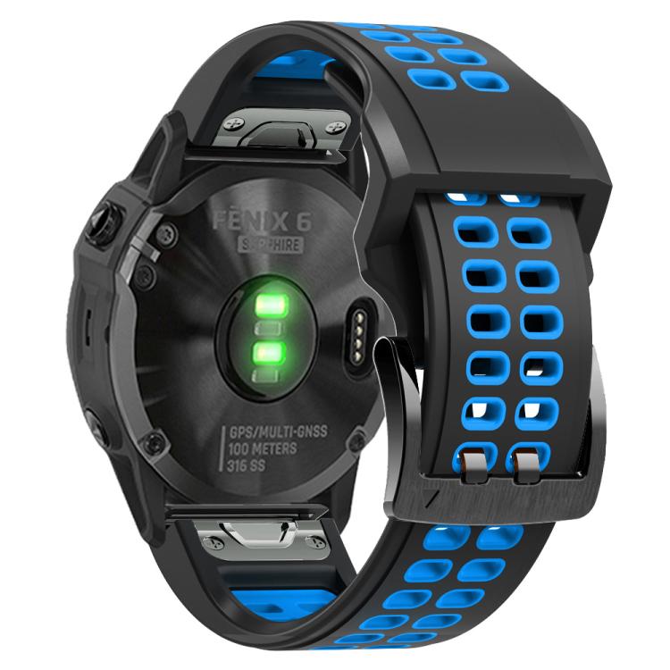 For Garmin QuickFit 22mm Kalebol Tow Row Holes Silicone Watch Band(Black Blue) - free shipping - PMc TechLife - Order now!
