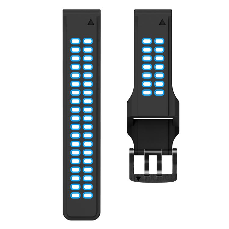 For Garmin QuickFit 22mm Kalebol Tow Row Holes Silicone Watch Band(Black Blue) - free shipping - PMc TechLife - Order now!