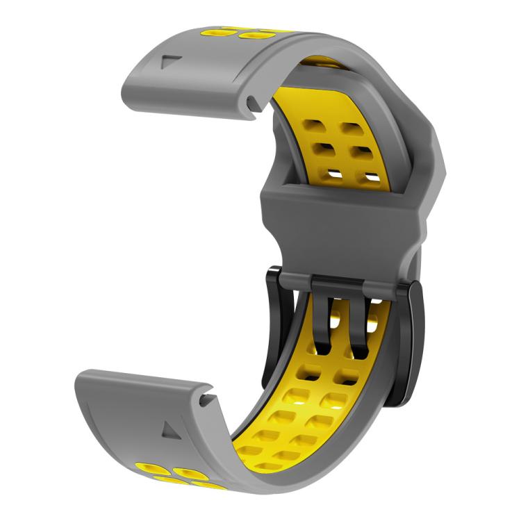 For Garmin QuickFit 22mm Kalebol Tow Row Holes Silicone Watch Band(Grey Yellow) - free shipping - PMc TechLife - Order now!