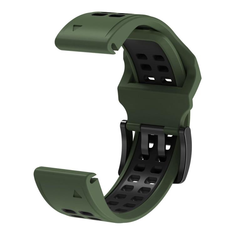 For Garmin QuickFit 22mm Kalebol Tow Row Holes Silicone Watch Band(Green Black) - free shipping - PMc TechLife - Order now!