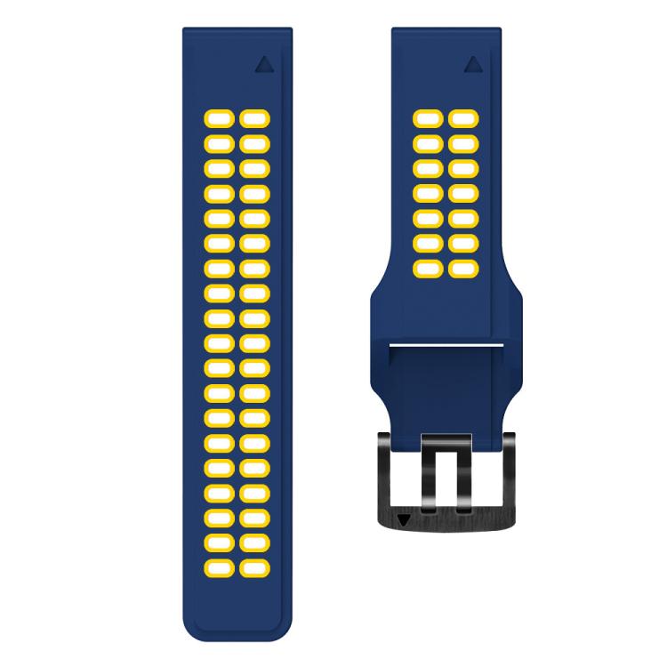 For Garmin QuickFit 22mm Kalebol Tow Row Holes Silicone Watch Band(Blue Yellow) - free shipping - PMc TechLife - Order now!