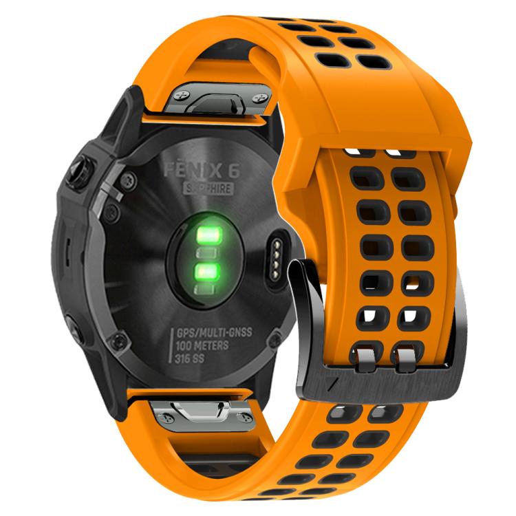 For Garmin QuickFit 26mm Kalebol Tow Row Holes Silicone Watch Band(Orange Black) - free shipping - PMc TechLife - Order now!